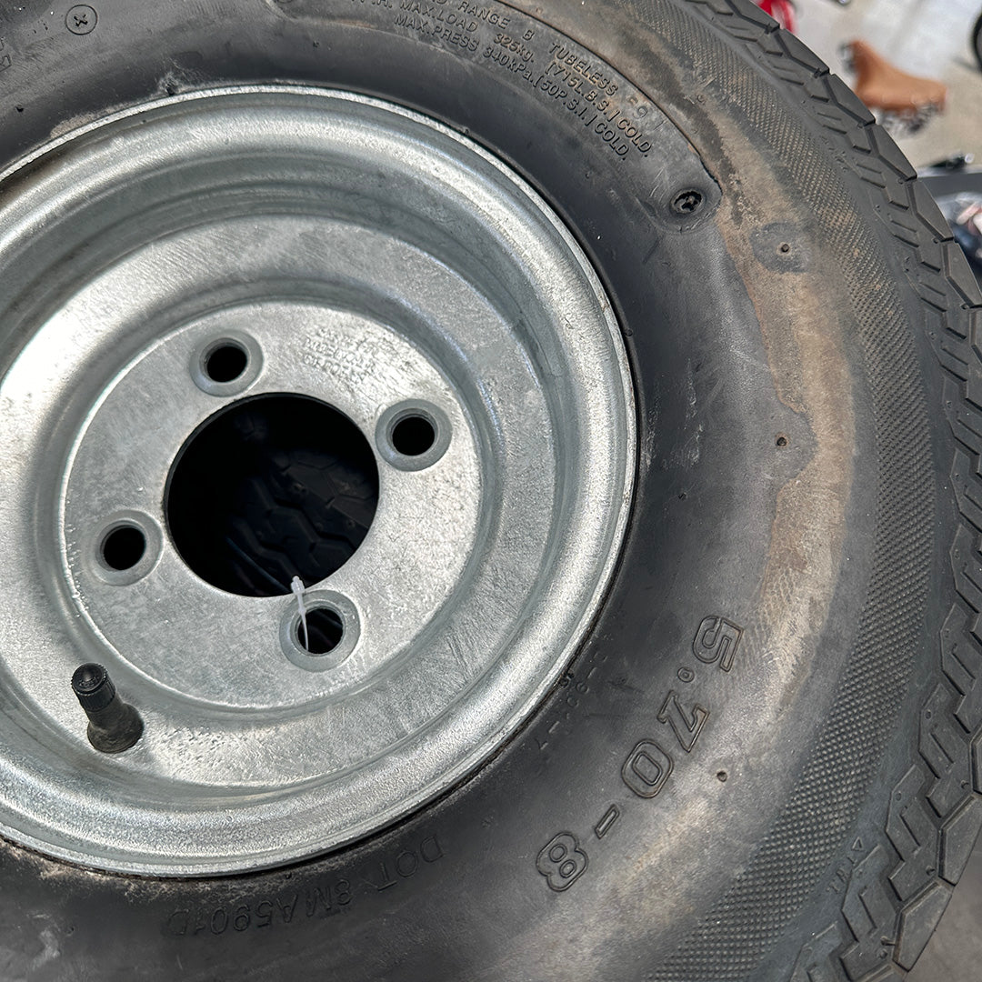 Trailer Wheel 8"x 3.75" Galvanized 5.70-8 (Spare Wheel - Spark Trailer)