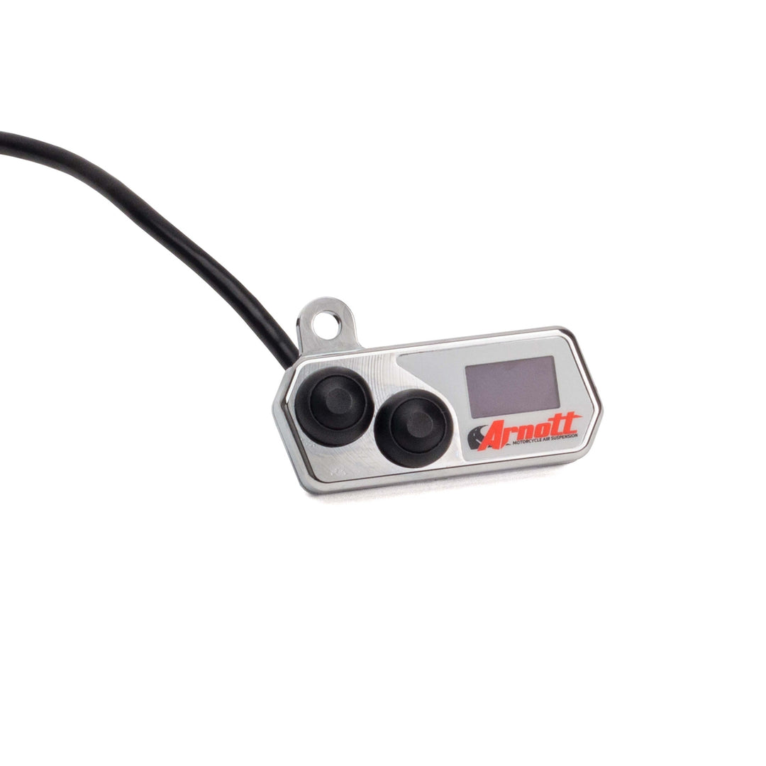 Arnott K-3115 chrome handlebar air suspension controller with blue LED pressure gauge