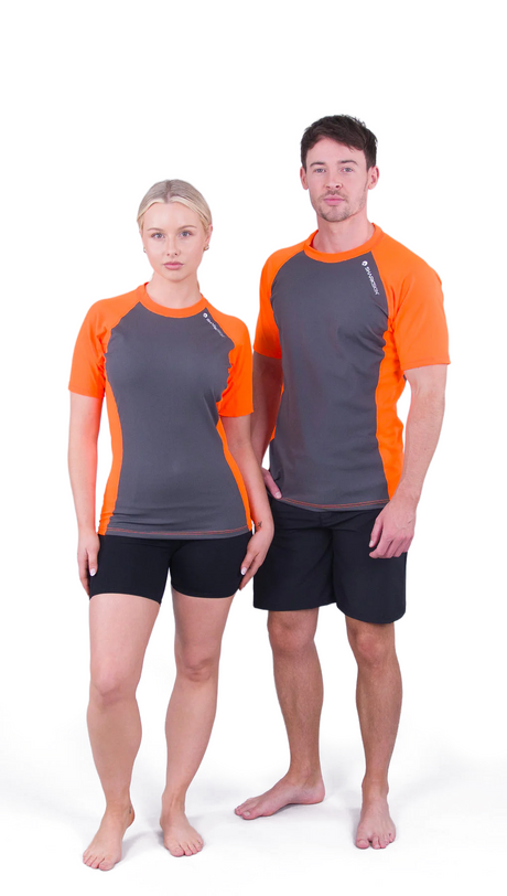 Sharkskin - Unisex Rapid Dry Short Sleeve Shirt Orange (2XL)