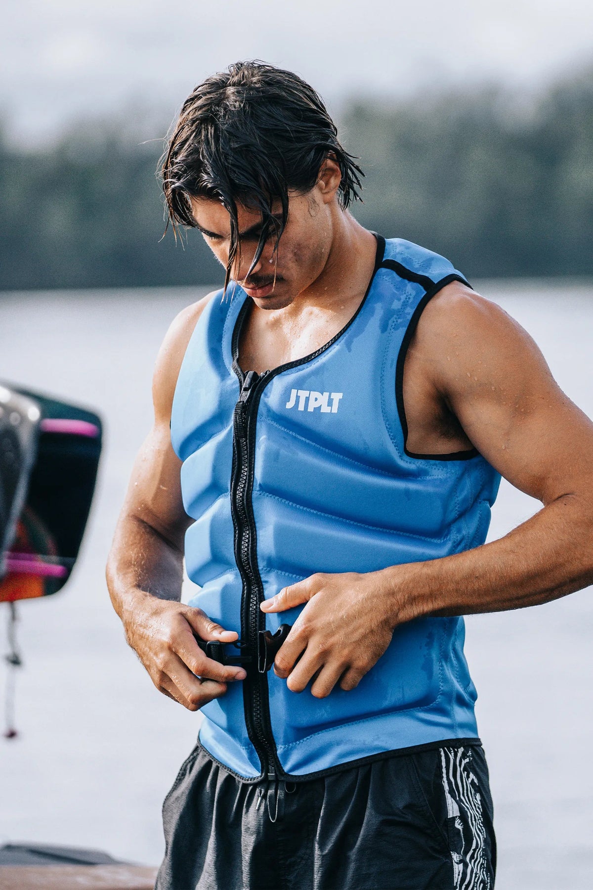 Jetpilot Freeride Life Jacket — Blue worn