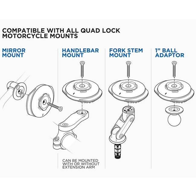 Quad Lock - Motorcycle USB Weatherproof Wireless Head