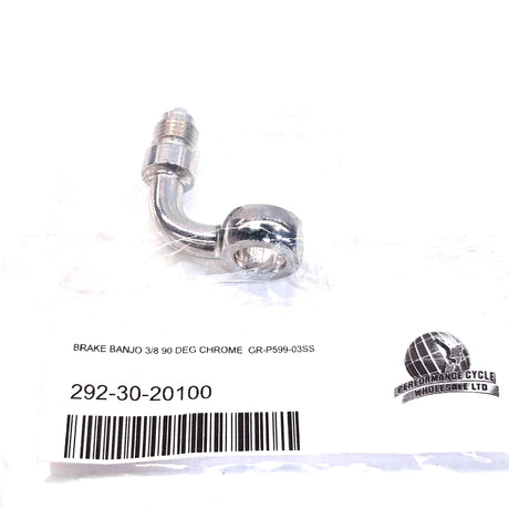 Barnett 3/8 Inch 90° Chrome Brake Banjo Adaptor – 292-30-20100