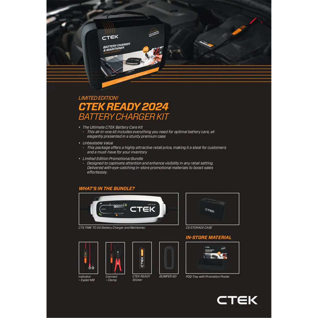 CTEK - MXS 5.0AMP Battery Charger / Maintainer Bundle
