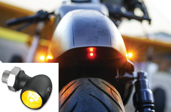 Bullet Atto LED Turn Signals - Kellerman Black Multi-Function 3 Wire