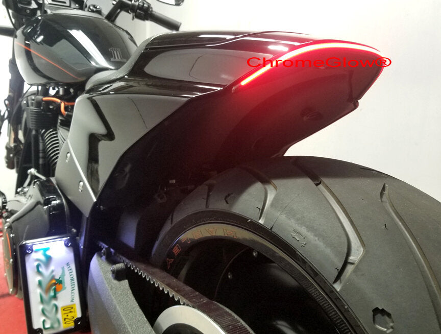 Chrome Glow FXDR 114 LED fender eliminator shown installed – catalogue illustration