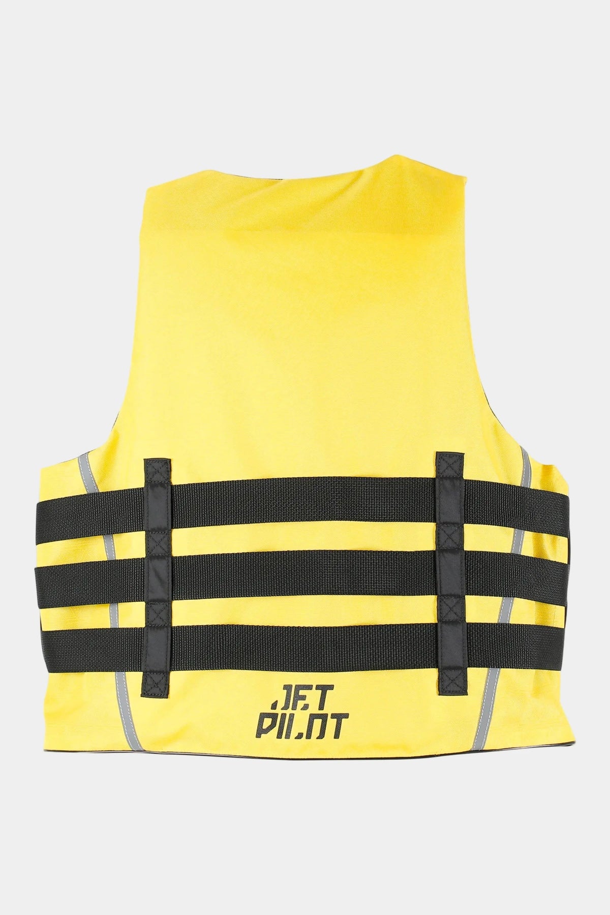Back of the Black/Yellow Titan Nylon with three black straps and the Jetpilot logo