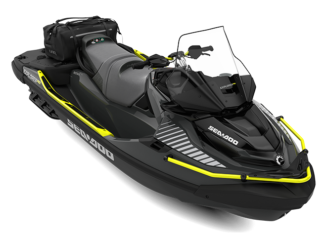 Yellow front grab rail fitted to a Sea-Doo Explorer Pro. Watercraft and other accessories are not included.