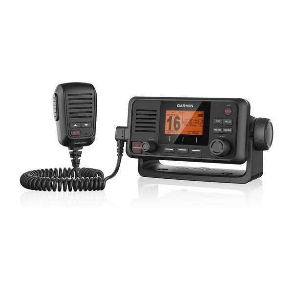Garmin VHF 115i fixed-mount marine radio with microphone and bail mount