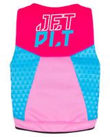 Jetpilot Cause JA22211C pink and blue youth life jacket, rear view