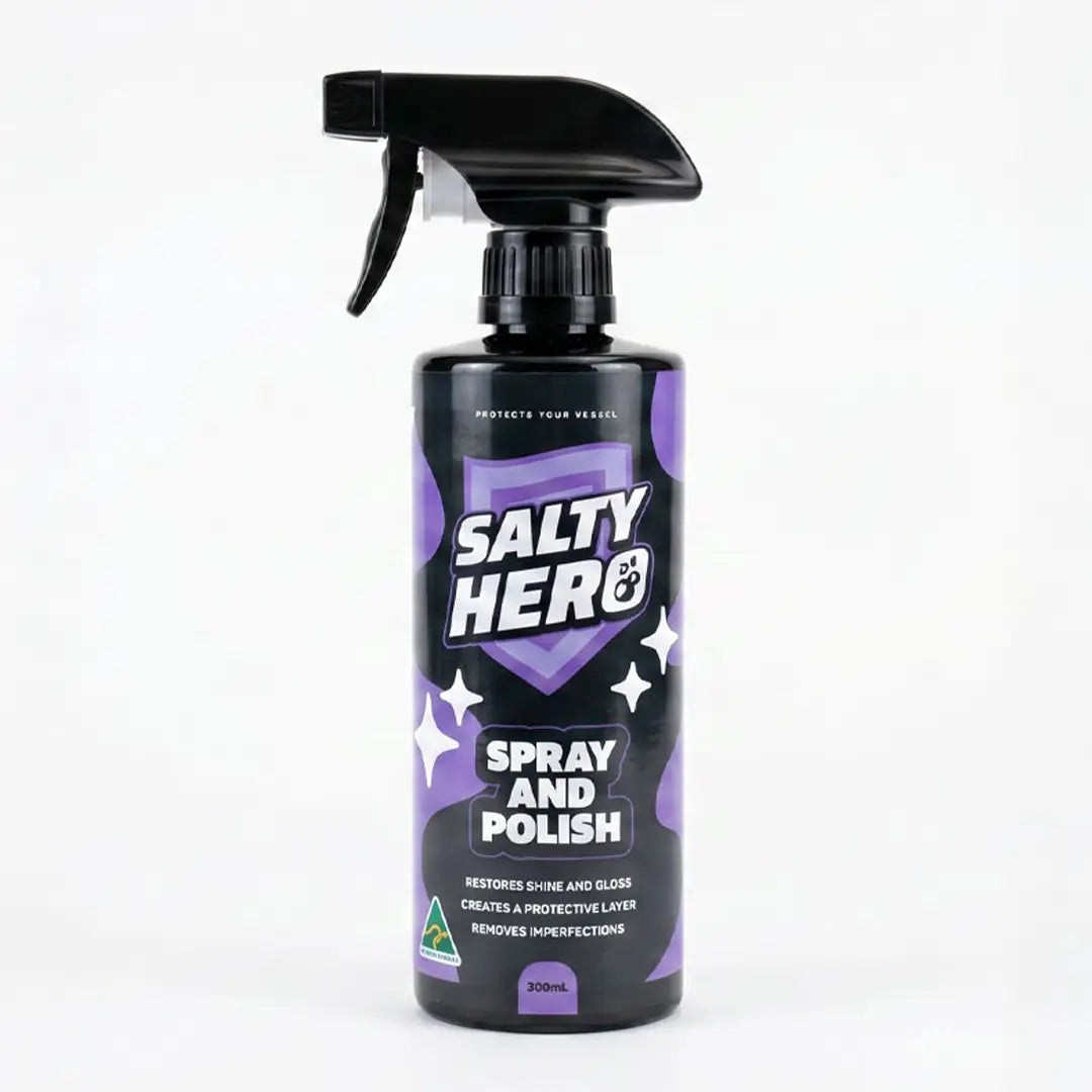 Salty Hero Spray & Polish manufacturer photo with 300 mL label; supplied product is 500 mL