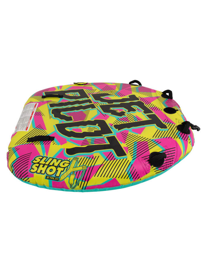 Jetpilot Slingshot JA22002 two-person towable in pink/yellow – side view
